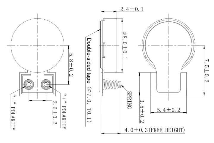 VC0824K002L (old p/n C0824K002L) Coin type vibration motor drawing
