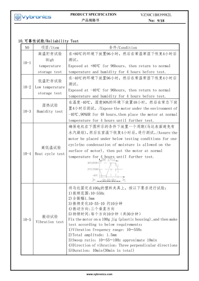 VZ30C1B839982L (old p/n Z30C1B839982L) PCB Mount Vibration Motor - SMD Reflow data 09