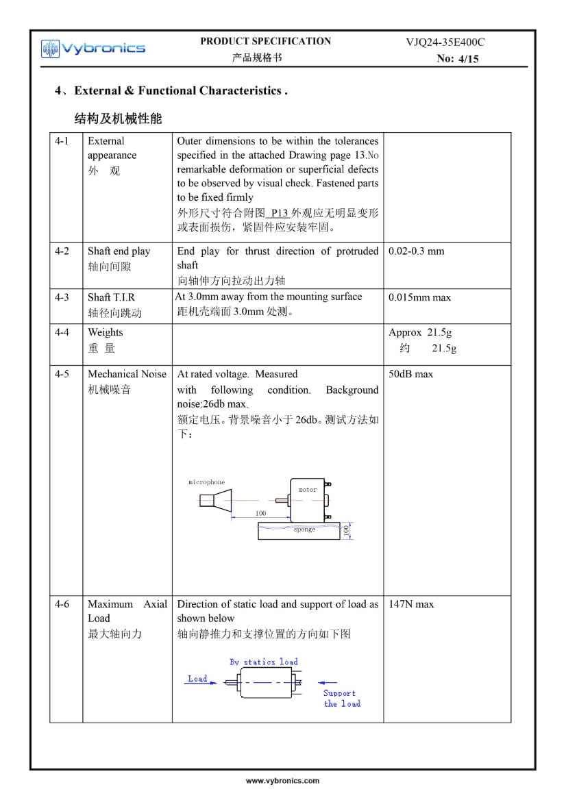 VJQ24-35E400C (old p/n JQ24-35E400C) Cylindrical Vibration Motor data 04