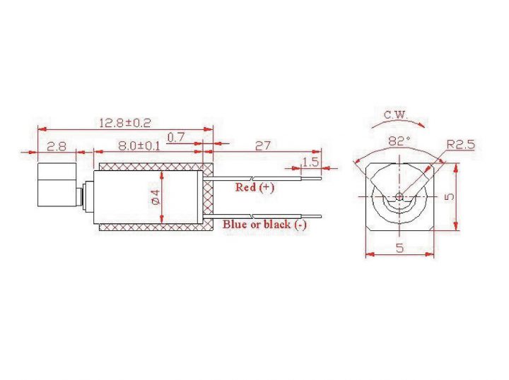 VZ4TL2B0020011 (old p/n Z4TL2B0020011) Wire Leads Cylindrical Vibration Motor Drawing