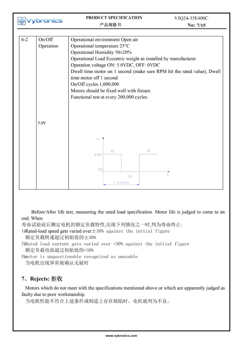 VJQ24-35E400C (old p/n JQ24-35E400C) Cylindrical Vibration Motor data 07