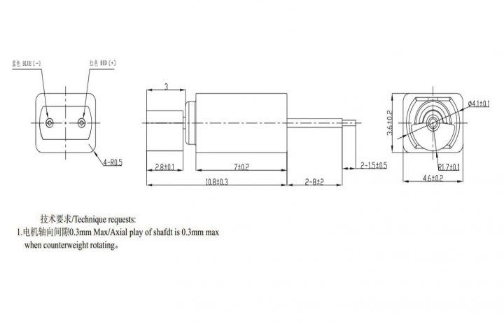 VZ30L4B8790698L, Z30L4B8790698L Cylindrical Vibration Motor Rubber Boot Drawing