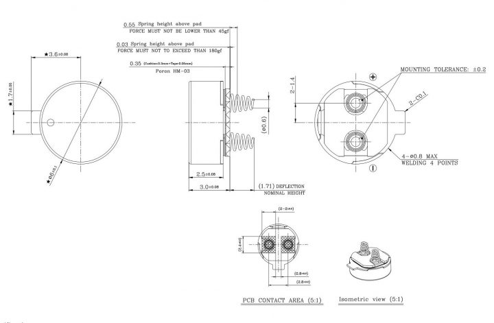 VW0625SS002D BLDC Bushless Coin Vibration Motor Drawing