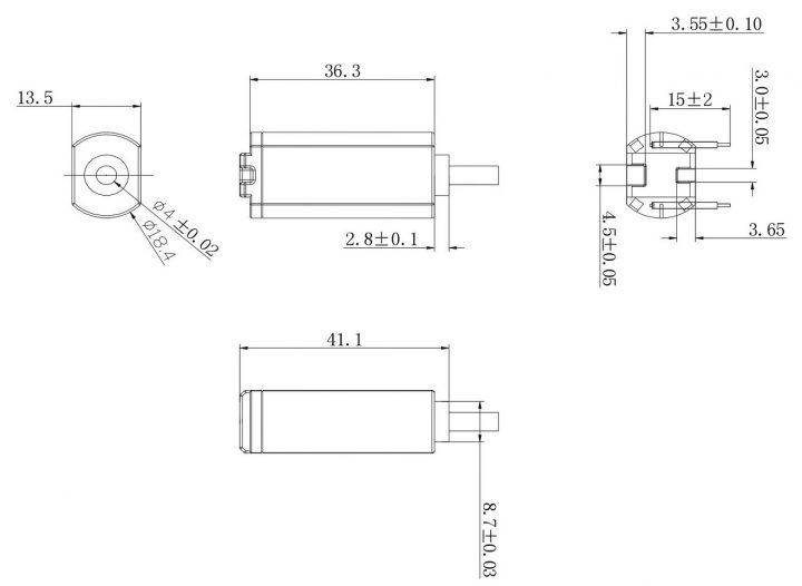 VBL-1815-001 Ultrasonic Toothbrush Vibration Motors Drawing