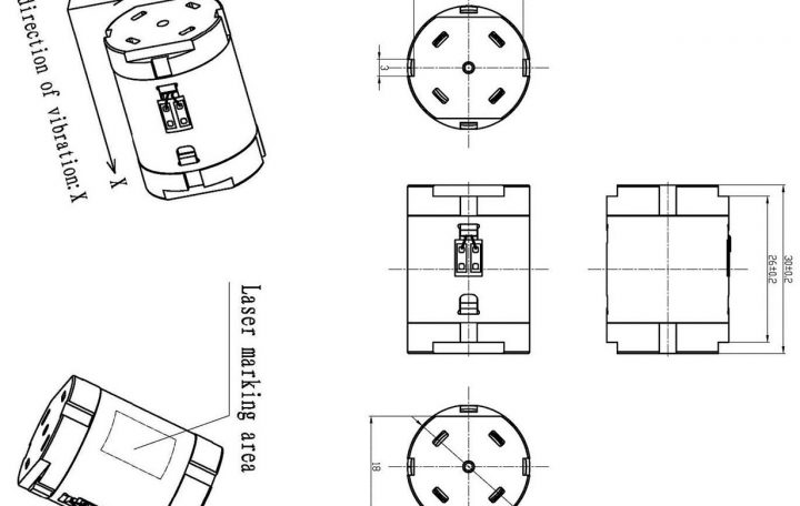 Vybronics VG2230001H, Coin Linear Resonant Actuator LRA Drawing
