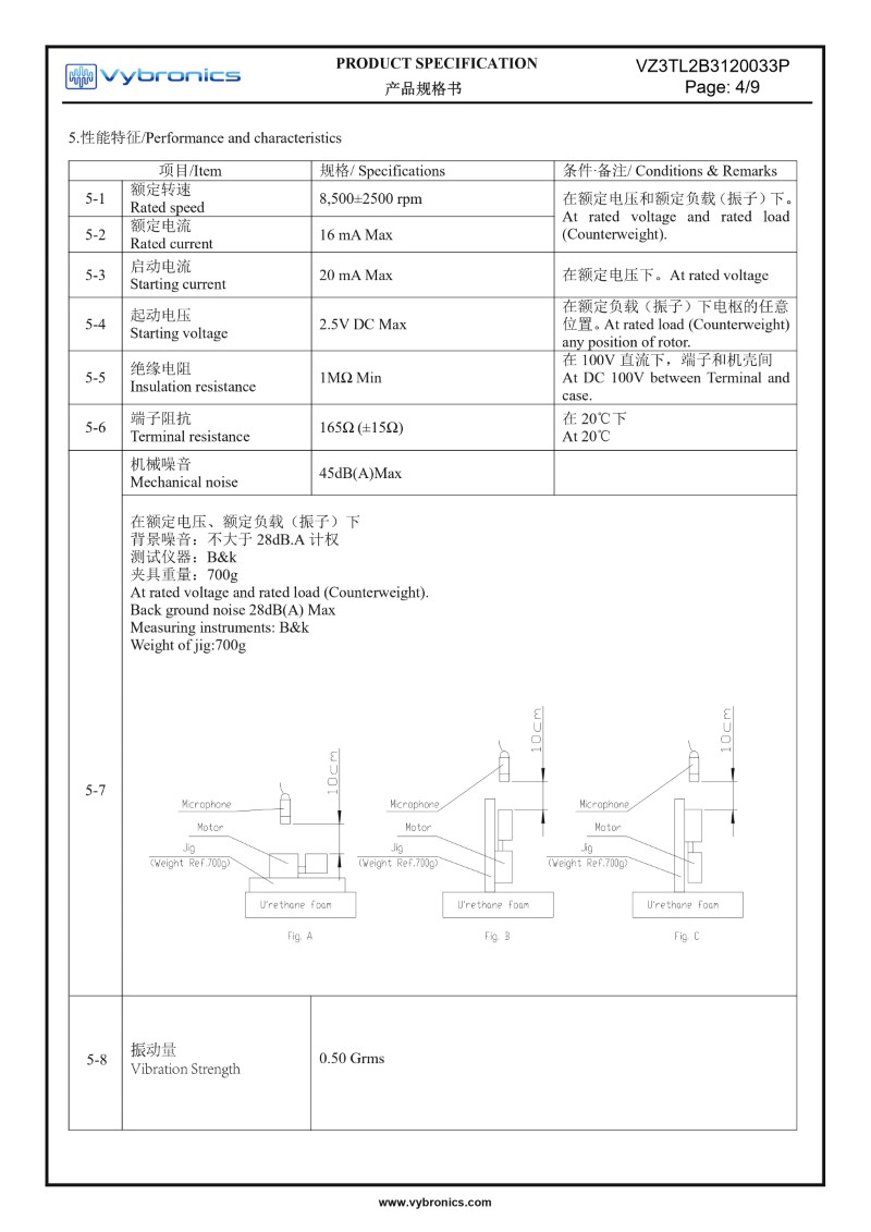 VZ3TL2B3120033P Low Current Cylindrical Vibration Motor Data 04