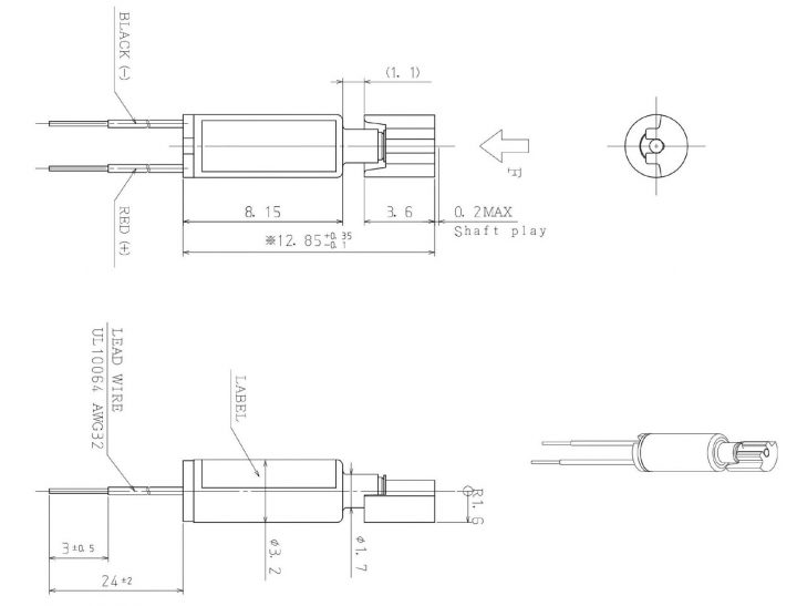 VZ3TL5B3120060P Low Current Cylindrical Vibration Motor Data 7