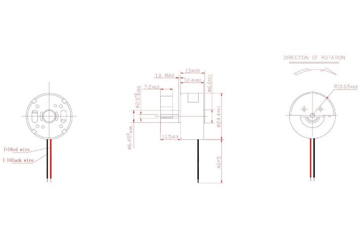 VJQ24-35F580C (old p/n JQ24-35F580C) Cylindrical Vibration Motor Drawing