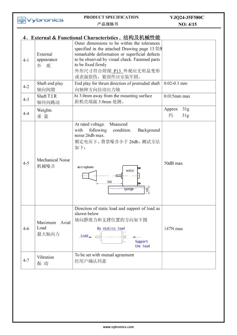 VJQ24-35F580C (old p/n JQ24-35F580C) Cylindrical Vibration Motor data 3