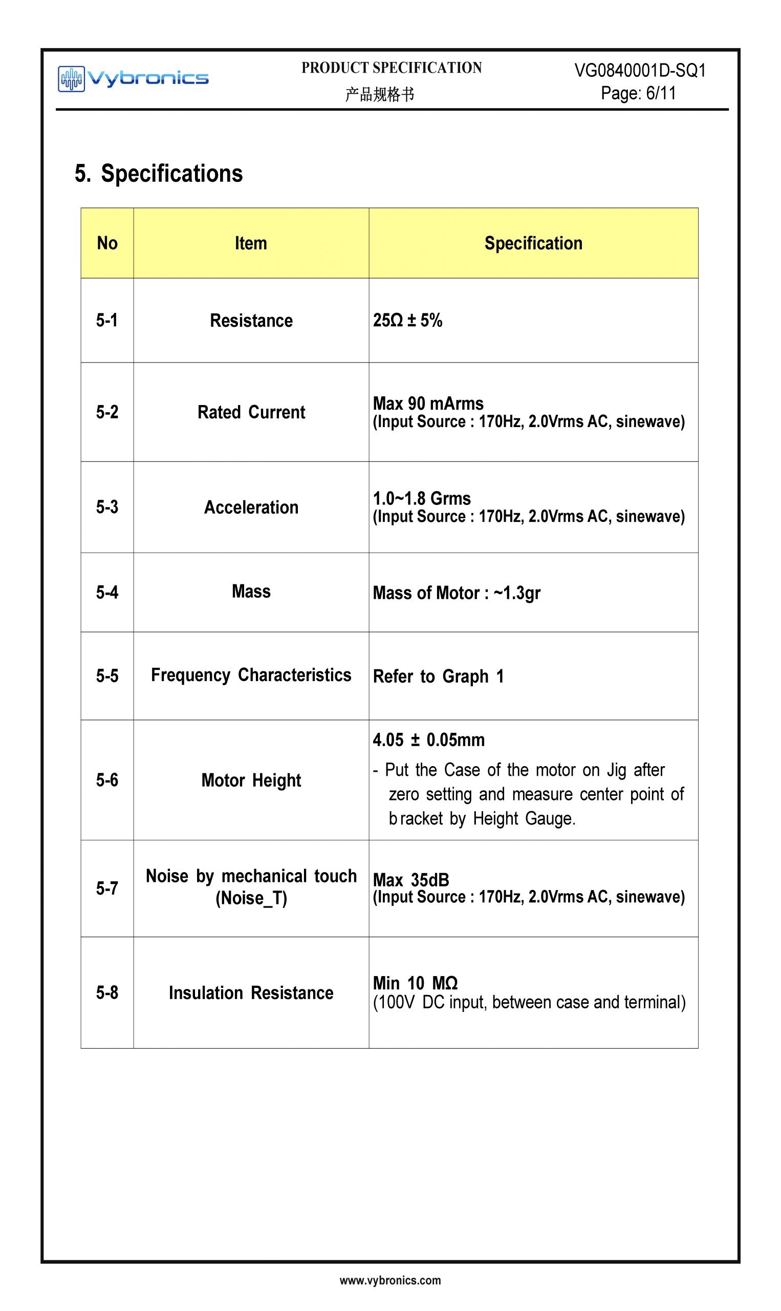Vybronics VG0840001D SQ1 Datasheet Page 3