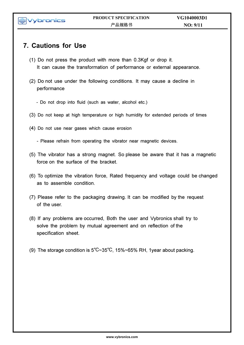 Vybronics VG1040003D1 Datasheet Page 09
